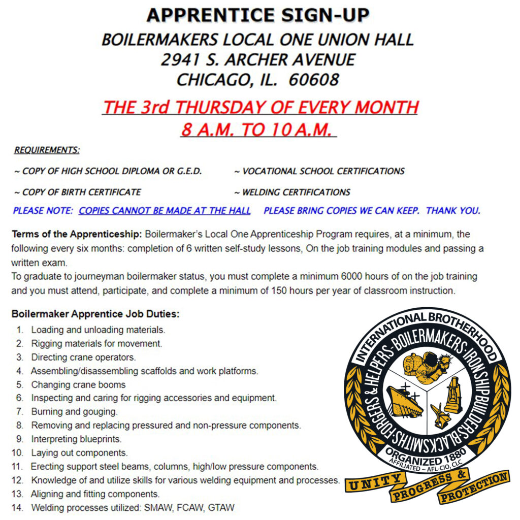 Boilermakers Local 1 Apprenticeship Opportunity